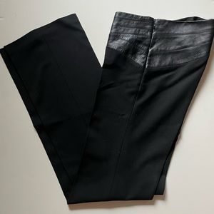 Beautiful black straight leg pants with leather waistband